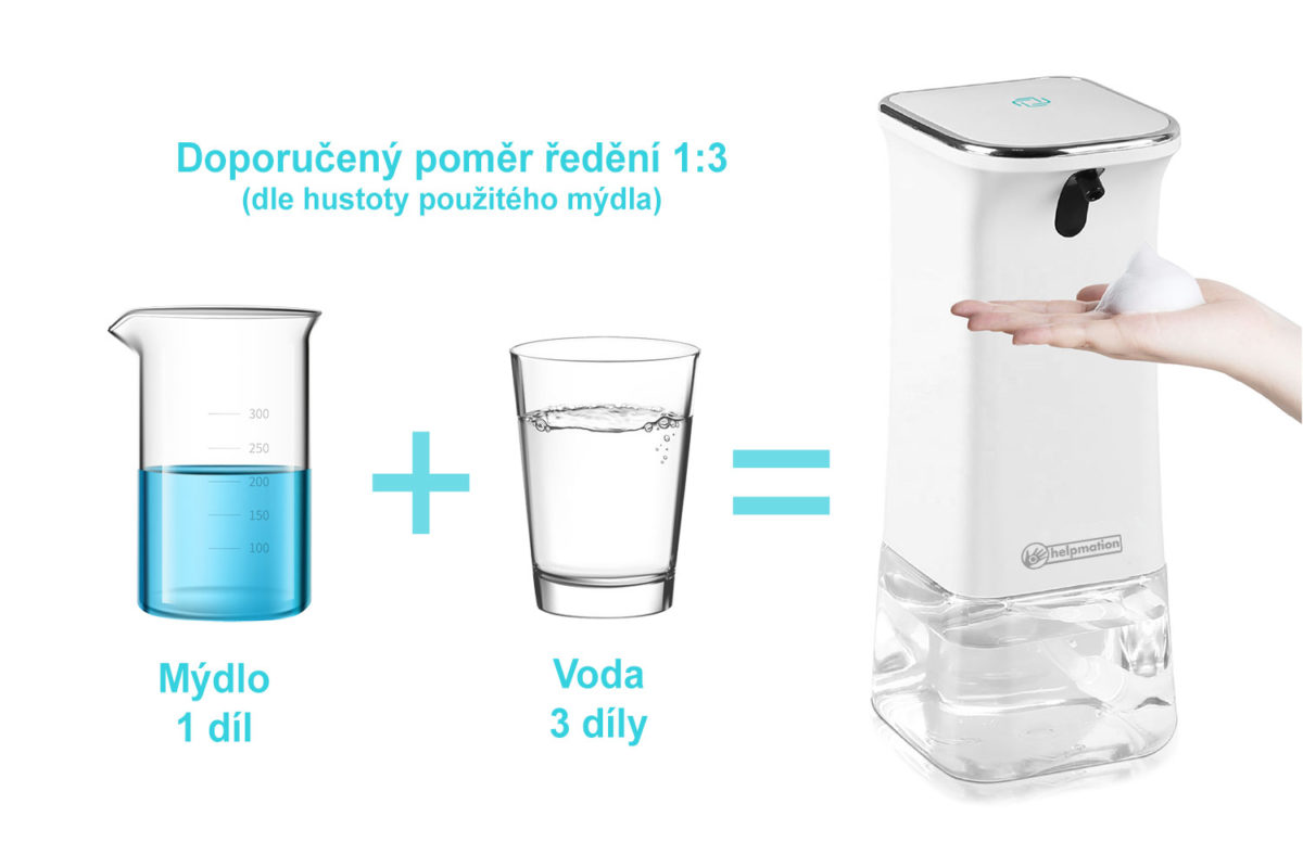 bezdotykový dávkovač mydla Helpmation MSH001.jpg riedenie